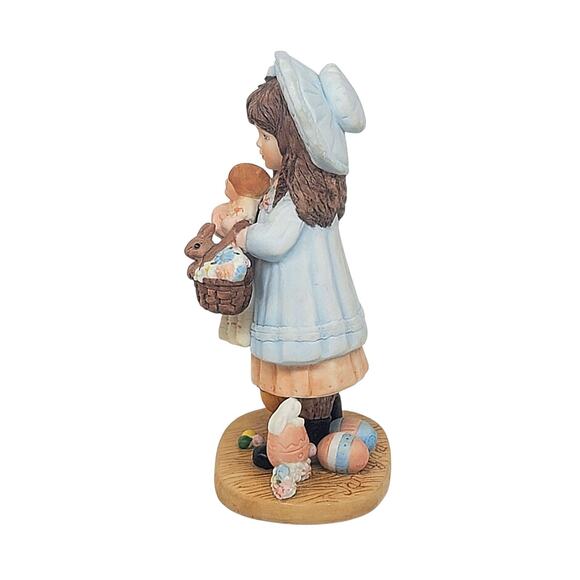 Vtg 1982 Jan Hagara Porcelain "Victoria" Easter Girl Basket Eggs Bunny Duck Doll - Picture 2 of 5